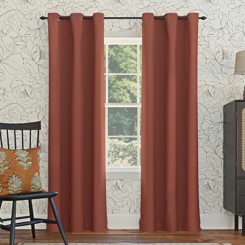 Sun Zero Easton Energy Saving Blackout Grommet Curtain Panel 40 x 84 Terracotta Orange