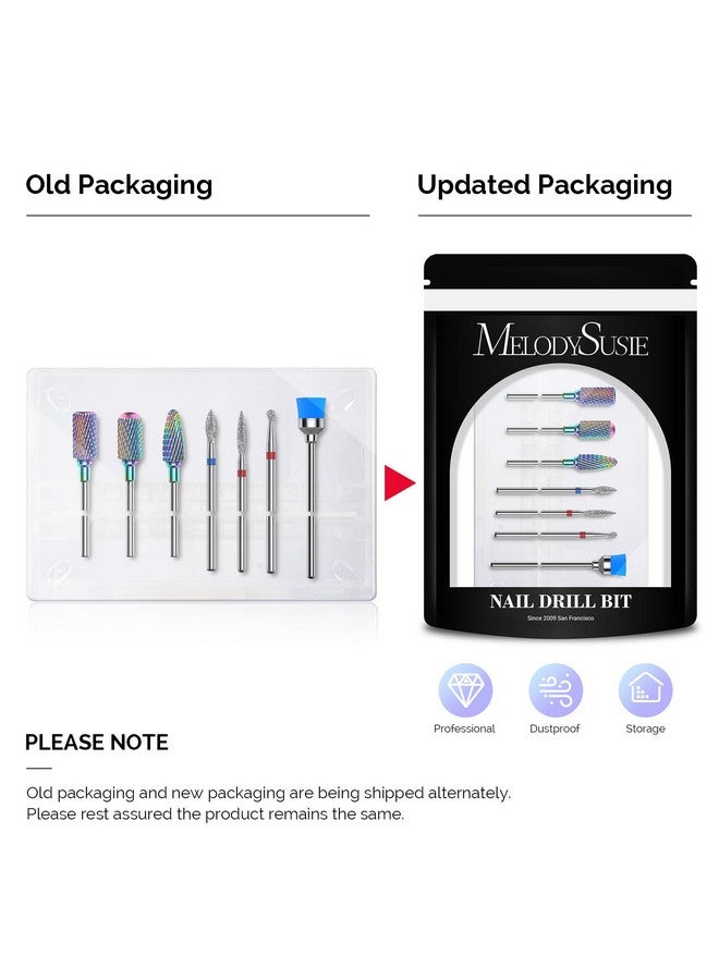 ميلودي سوزي مجموعة رؤوس مثقاب أظافر ميلودي سوزي، 7 قطع من رؤوس مثقاب أظافر ماسية من كربيد التنجستن لإزالة الجلد المحيط بالأظافر الأكريليكية، رؤوس أظافر احترافية 3/32 بوصة، أدوات مانيكير وباديكير - Image 3