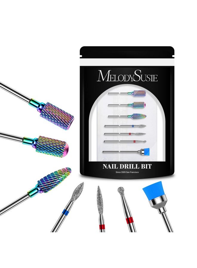 ميلودي سوزي مجموعة رؤوس مثقاب أظافر ميلودي سوزي، 7 قطع من رؤوس مثقاب أظافر ماسية من كربيد التنجستن لإزالة الجلد المحيط بالأظافر الأكريليكية، رؤوس أظافر احترافية 3/32 بوصة، أدوات مانيكير وباديكير - Image 1