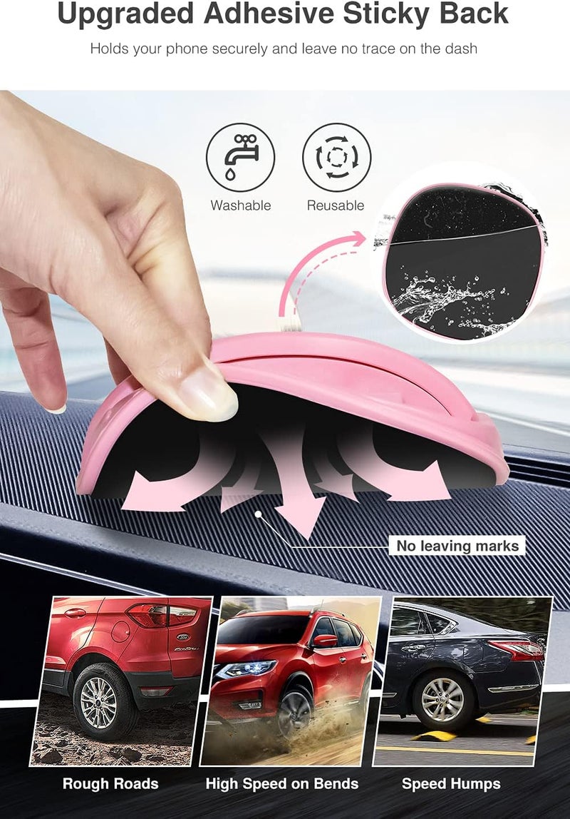 Loncaster Car Phone Holder, Car Phone Mount Silicone Car Pad Mat for Various Dashboards, Slip Free Phone Stand Compatible with iPhone, Samsung, Pink - Image 2