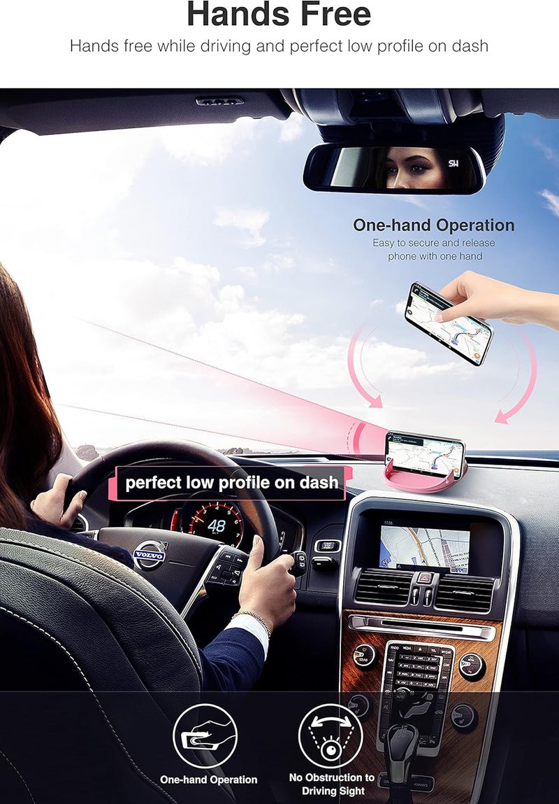 Loncaster Car Phone Holder, Car Phone Mount Silicone Car Pad Mat for Various Dashboards, Slip Free Phone Stand Compatible with iPhone, Samsung, Pink - Image 4