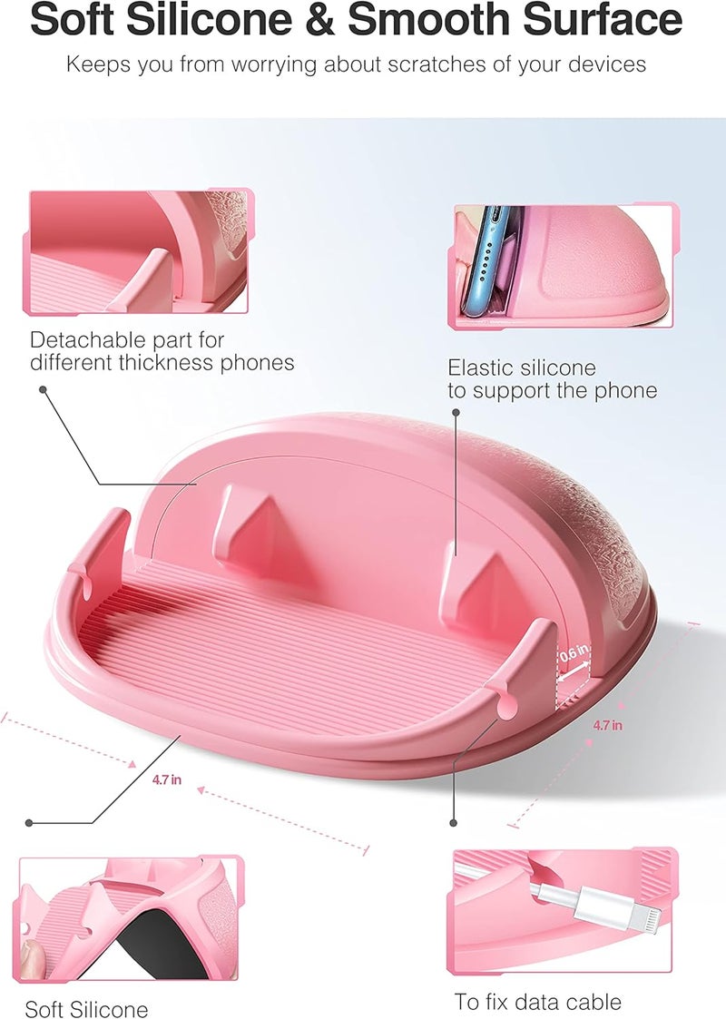 Loncaster Car Phone Holder, Car Phone Mount Silicone Car Pad Mat for Various Dashboards, Slip Free Phone Stand Compatible with iPhone, Samsung, Pink - Image 3