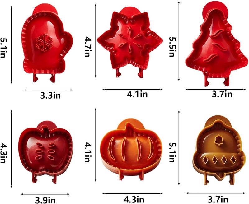Christmas Theme 6 Pack Baking Hand Press Mini Cake Mold Red - Image 2