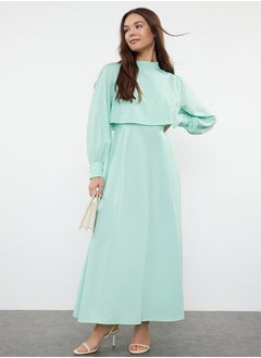 trendyol Mint Aller Piece Detailed Woven Dress TCTSS24EB00190  - Image 2
