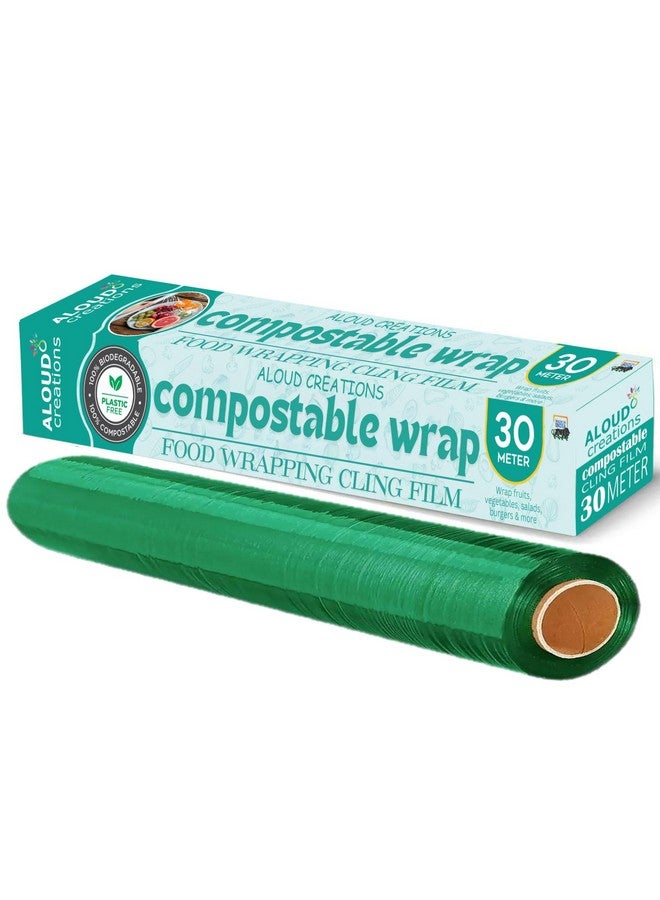 ALOUD CREATIONS Compostable Food Wrapping Cling Film | Ideal for Food Storage, Food Packing | 30 Metres Length | Pack of 1 - Image 1