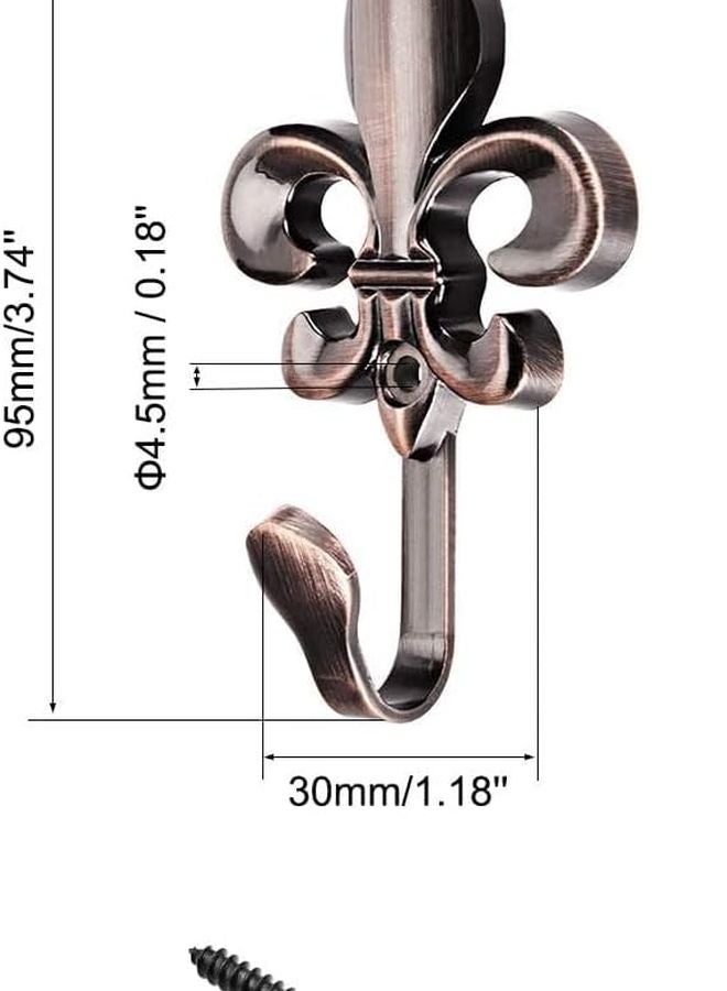 2 Pack Zinc Alloy Wall Mounted Hooks Copper Tone Robe Clothes Hanger - Image 3