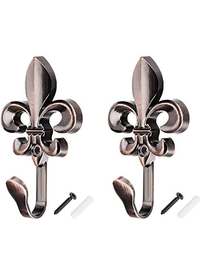 2 Pack Zinc Alloy Wall Mounted Hooks Copper Tone Robe Clothes Hanger - Image 1