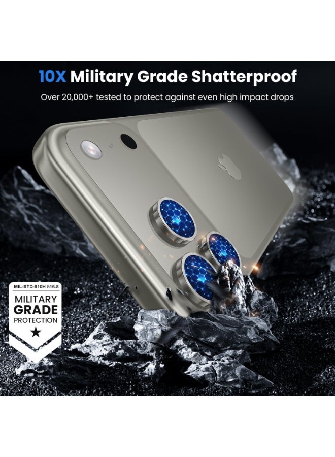 for iPhone 17 Pro max/iPhone 17 Pro Camera Lens Protector Durable, Tempered Glass Camera Cover, Aluminum Camera Ring, Anti Reflective Ultra Clear, and Easy to Install - Titanium - Image 2
