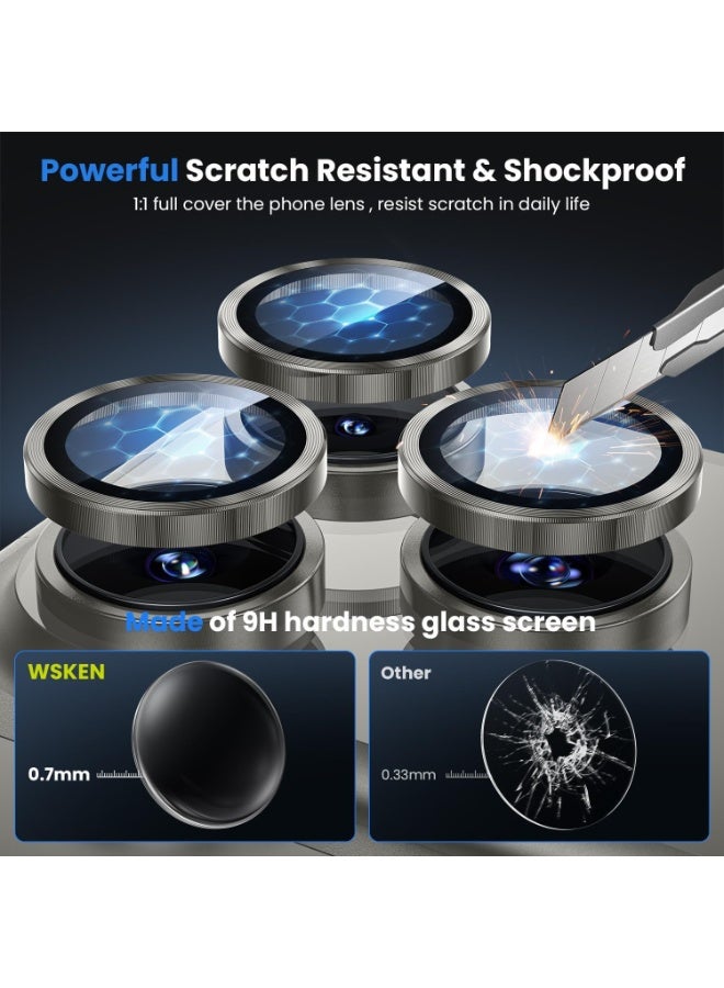 for iPhone 17 Pro max/iPhone 17 Pro Camera Lens Protector Durable, Tempered Glass Camera Cover, Aluminum Camera Ring, Anti Reflective Ultra Clear, and Easy to Install - Titanium - Image 4
