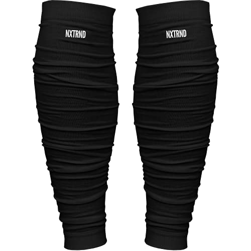 NXT NXTRND Nxtrnd Football Leg Sleeves, Calf Sleeves for Men & Boys, Sold as a Pair (Black) - Image 1