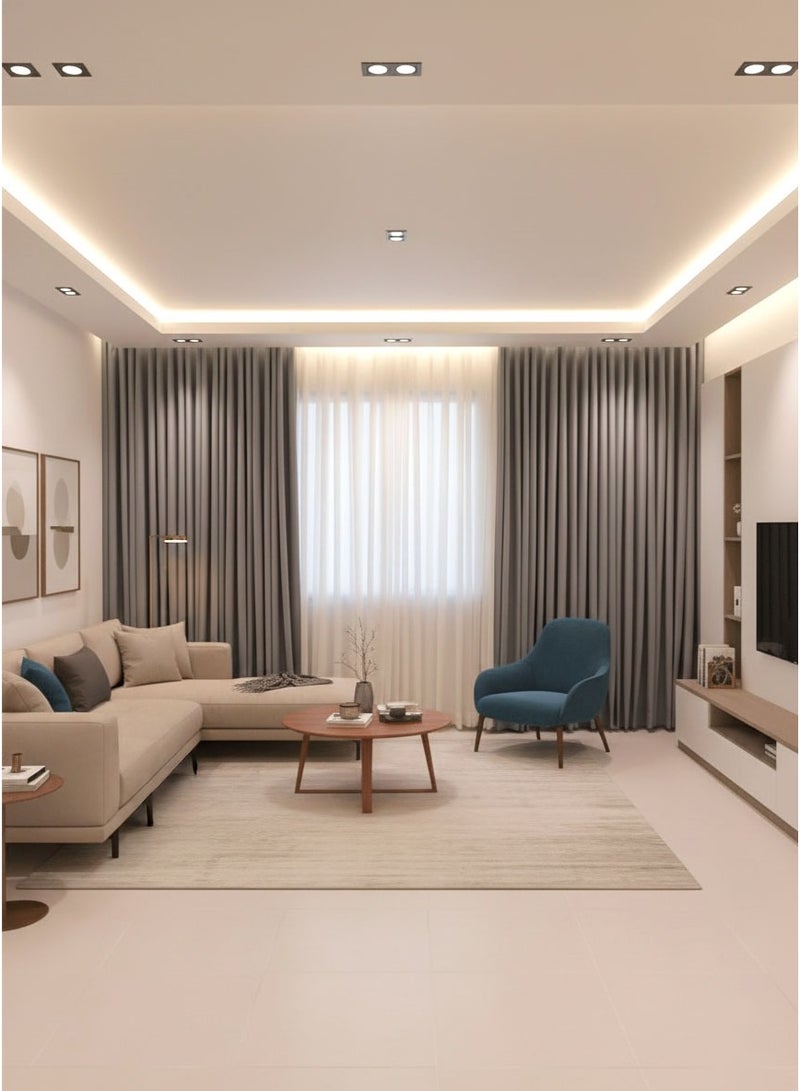 Elegant Gray Wavy Curtains Dual Layer Sheer Chiffon & 100% Blackout Complete Curtain Set with Tracks & Accessories Various Sizes One Meter Length - Image 2