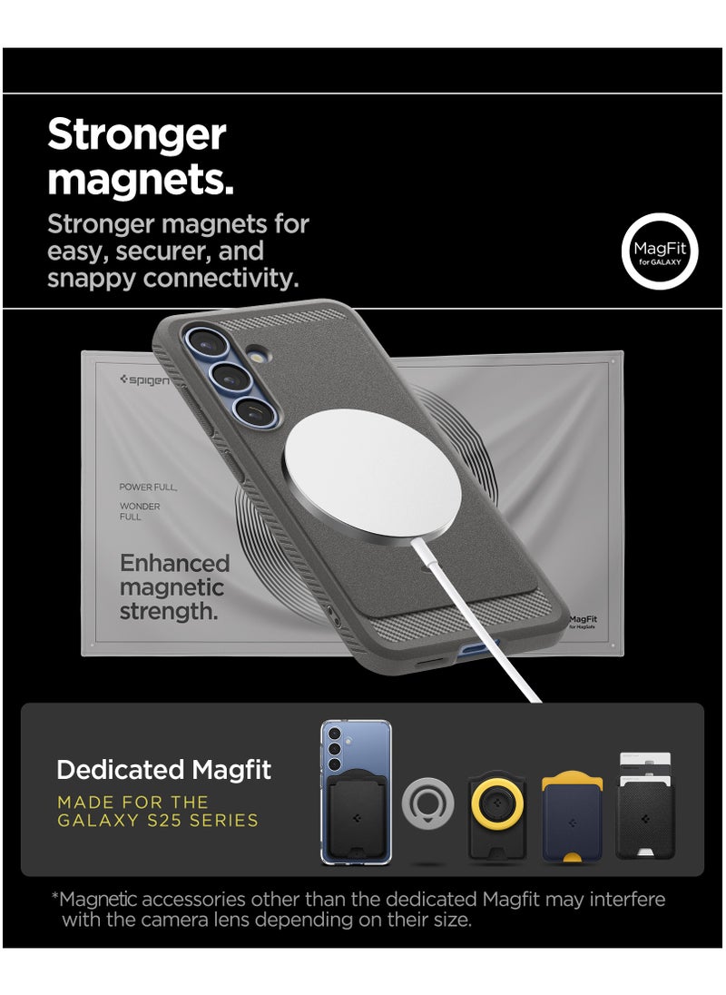 Rugged Armor MagFit Galaxy S25 PLUS Case Cover with MagSafe and Carbon Fiber Textures (2025) - Marble Gray