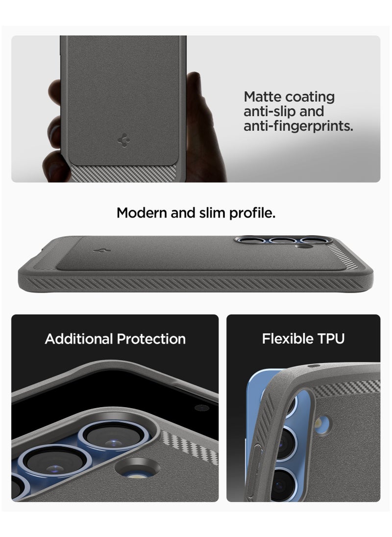 Rugged Armor MagFit Galaxy S25 PLUS Case Cover with MagSafe and Carbon Fiber Textures (2025) - Marble Gray