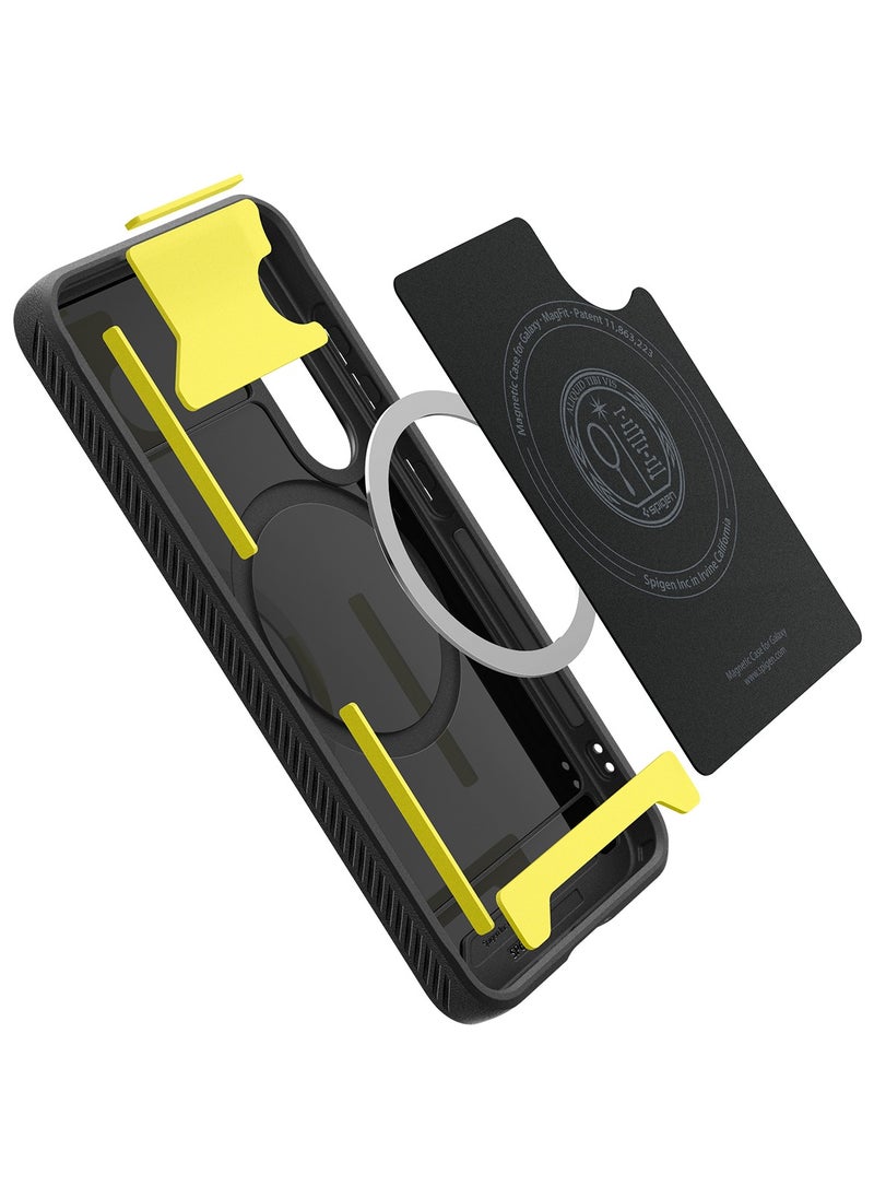 Rugged Armor MagFit Galaxy S25 PLUS Case Cover with MagSafe and Carbon Fiber Textures (2025) - Marble Gray