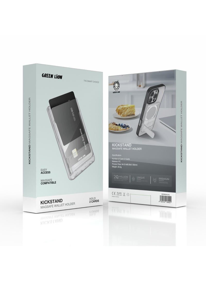 GREEN LION MagSafe Wallet Holder with Kickstand / Easy Access / Hold 2 Cards / PC Material / Durable - Clear - Image 2