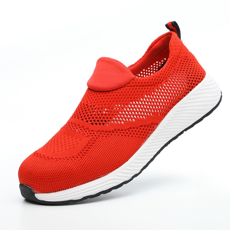 Strong Summer Breathable Deodorant Flying Woven Mesh Surface Lightweight Labor Protection Shoes Standard Steel Toe Anti-Smashing Anti-Piercing Shoes Work Shoes - Image 3