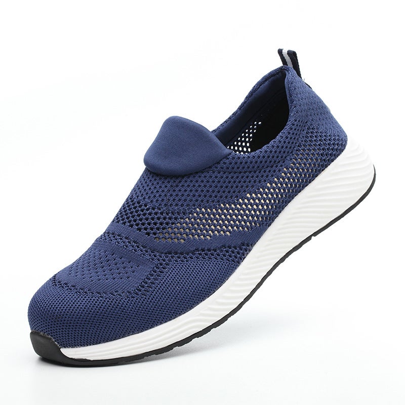Strong Summer Breathable Deodorant Flying Woven Mesh Surface Lightweight Labor Protection Shoes Standard Steel Toe Anti-Smashing Anti-Piercing Shoes Work Shoes - Image 4