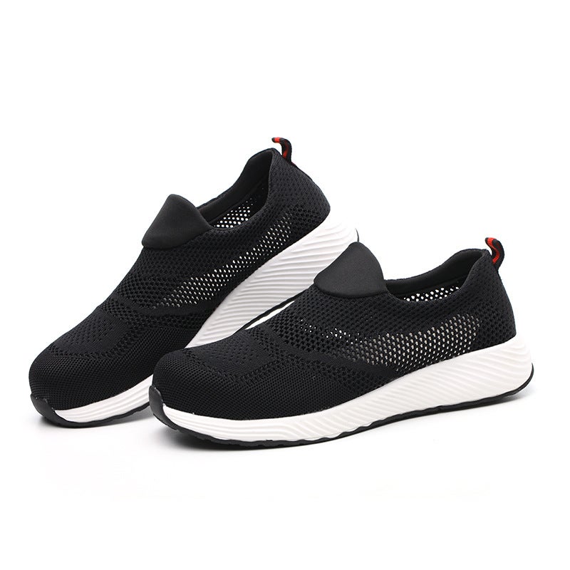 Strong Summer Breathable Deodorant Flying Woven Mesh Surface Lightweight Labor Protection Shoes Standard Steel Toe Anti-Smashing Anti-Piercing Shoes Work Shoes - Image 5