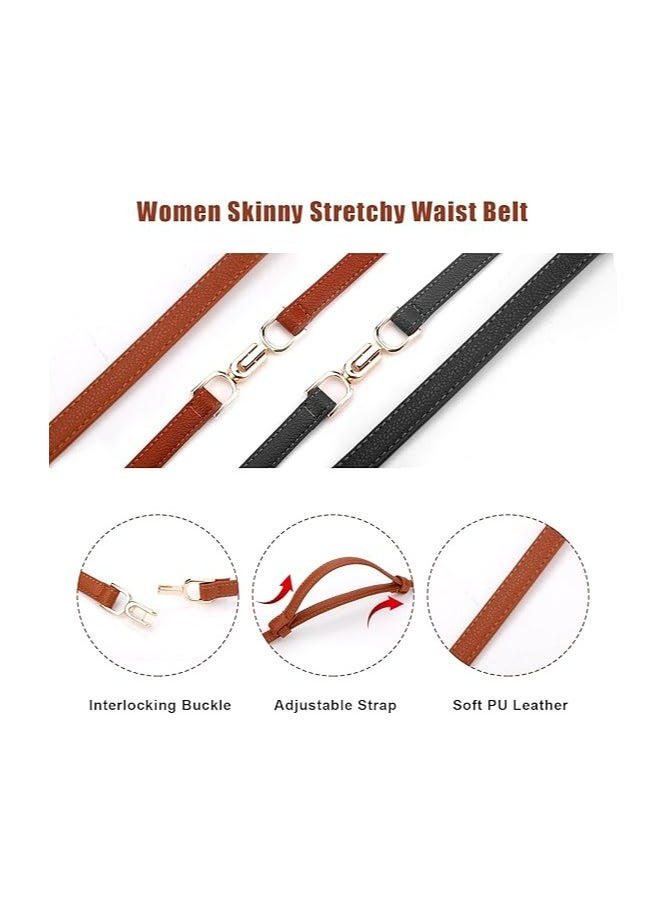 Oasisgalore 2pcs Skinny Leather Adjustable Belt  for Women for Dresses  - Image 3