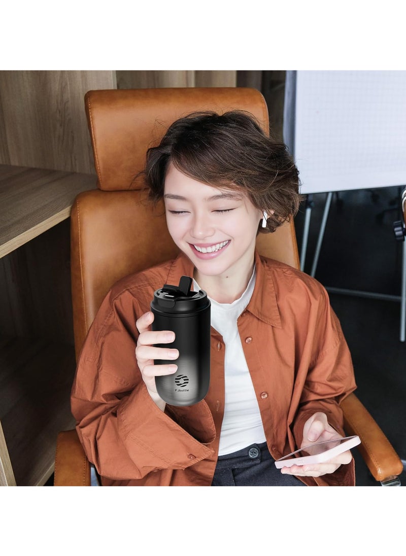 FjBottle - FJbottle 450ml Travel Coffee Mug - Double Wall Insulated Stainless Steel - Reusable Leak-Proof Thermal Tumbler - Two Ways to Drink - Perfect for Commuting, Office & Traveling - Image 1