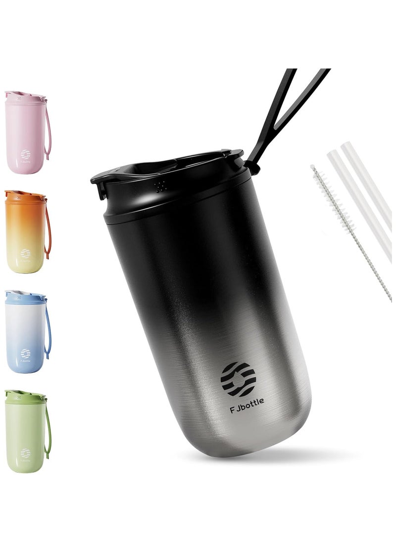 FjBottle - FJbottle 450ml Travel Coffee Mug - Double Wall Insulated Stainless Steel - Reusable Leak-Proof Thermal Tumbler - Two Ways to Drink - Perfect for Commuting, Office & Traveling - Image 1