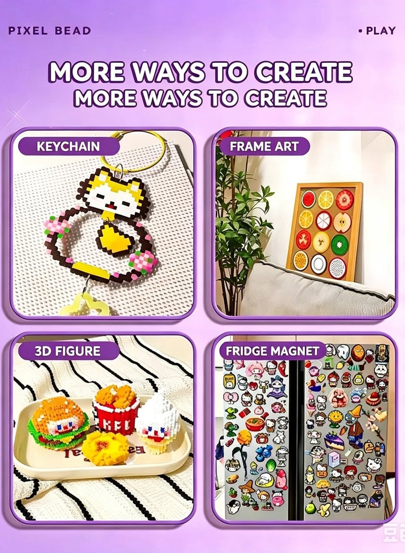 DIY Perler Beads Fuse Beads Kit 24 Colors Boxes 2000 Pieces Craft Set with Pegboard, Tweezers & Accessories | Handmade Pixel Art Puzzle Beads for Kids & Adults | Keychain & DIY Craft Making Kit - Image 2