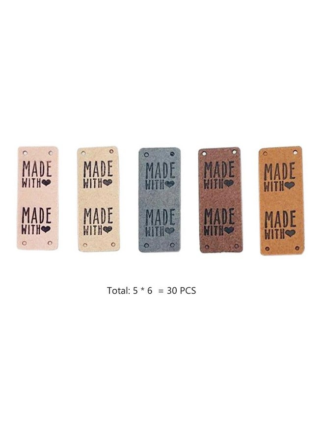 Juland Pu Leather Label 30Pcs Clothing Hand Made Embossed Tag Embellishment Knit Diy Accessories For Jeans Bags Shoes Hat - 2 X 5Cm - 12345 - Image 3