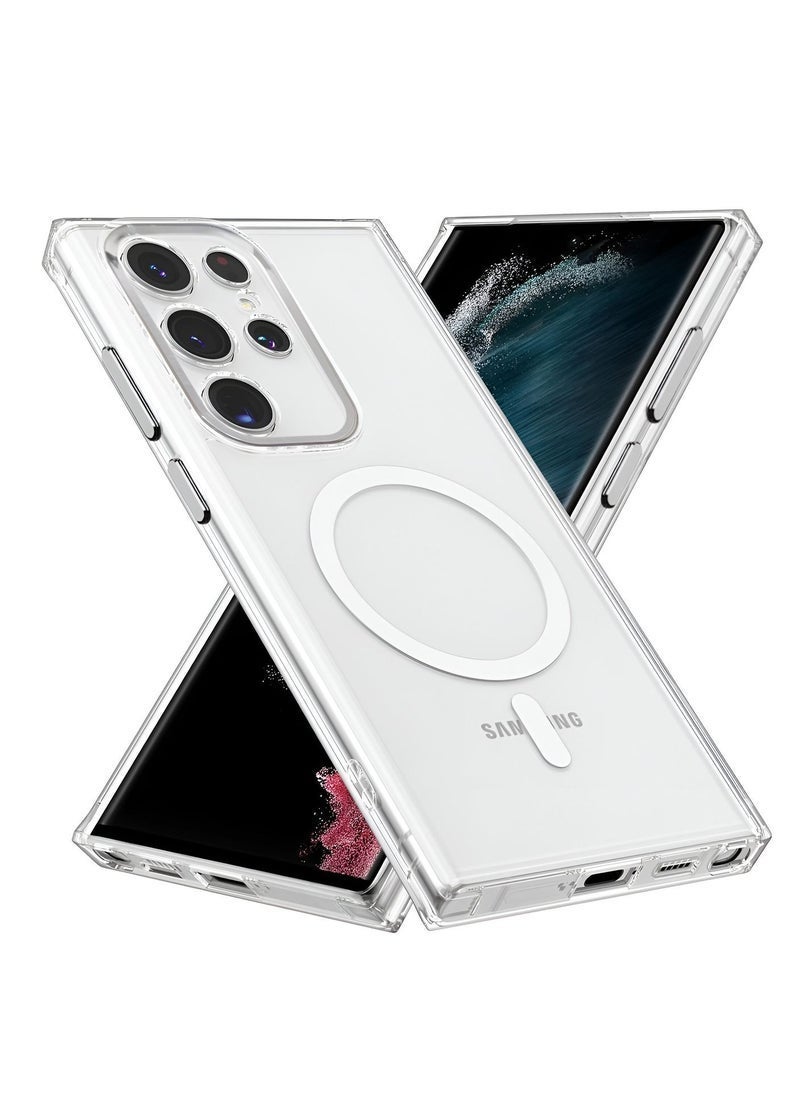 Raxoom Samsung Galaxy S22 5G 2022 Magnetic Case, Slim Transparent Flexible TPU Shockproof Magsafe Back Phone Case - Clear - Image 1