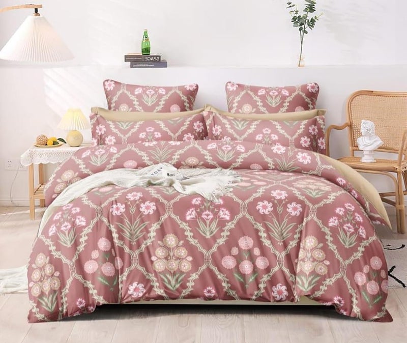 Laying Style™ 1 Reversible Comforter Super King Size 108 x 108 Both Side Same Print 1 Bedsheet King Size 108 * 108 inches and 2 Pillow Cover 4 Pieces Bedding Set | AC Quilt | AC Dohar-Multicolor - Image 4