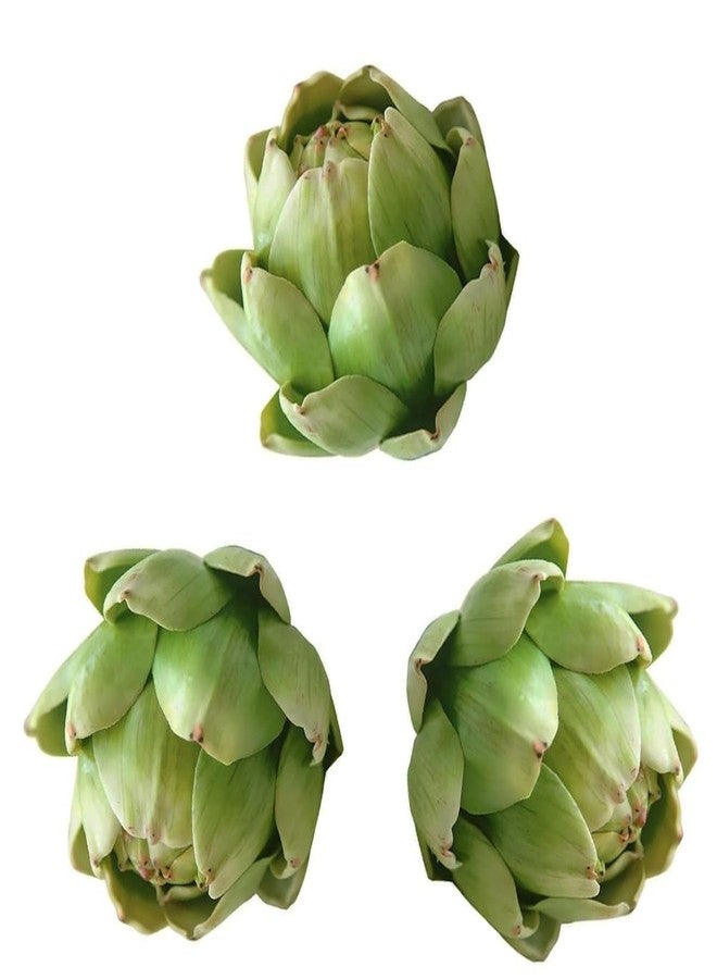 WESAPPINC 3Pcs Large Green Faux Artichokes Decor Artificial Vegetable and Fake Fruit Realistic Artichoke Bowl Filler for Home Kitchen Centerpiece Table Party Decorations (3Pack Green) - Image 1