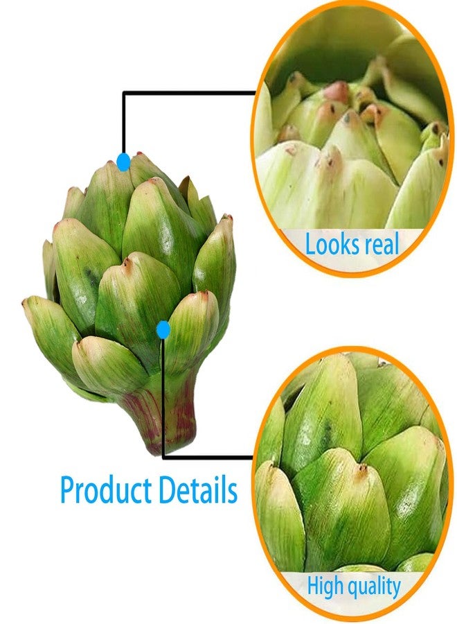 WESAPPINC 3Pcs Large Green Faux Artichokes Decor Artificial Vegetable and Fake Fruit Realistic Artichoke Bowl Filler for Home Kitchen Centerpiece Table Party Decorations (3Pack Green) - Image 2