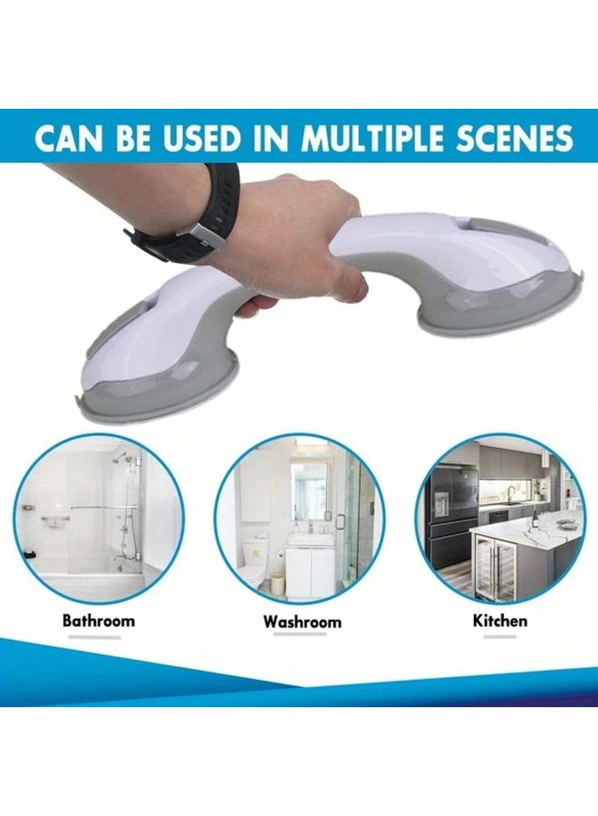 Gray Non-Slip Suction Safety Grab Bar for Bath and Shower Durable Plastic Balance Aid - Image 1