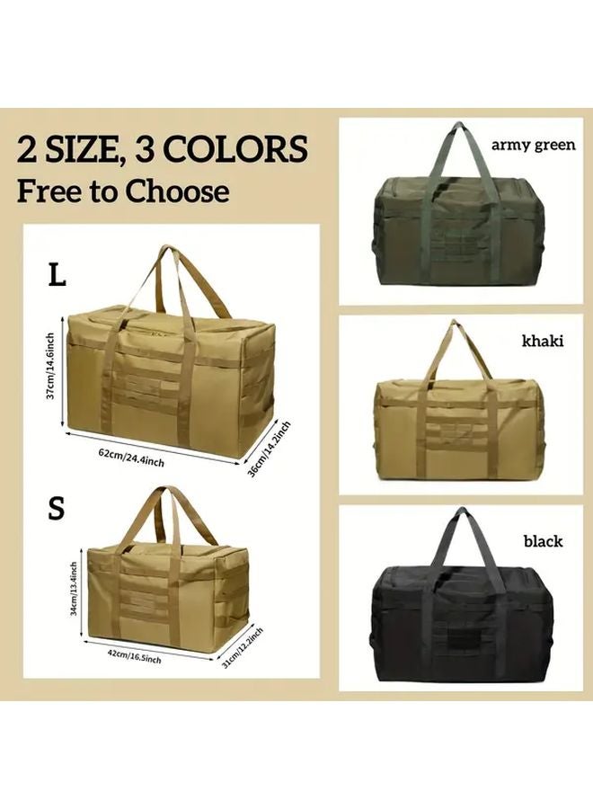 Army Green Tactical Duffel Bag Large Outdoor Travel Organizer Durable Oxford Fabric - Image 3