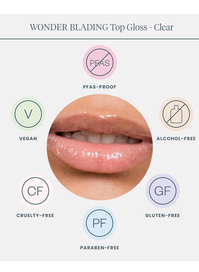 Wonderskin Wonderskin WONDER BLADING Top Gloss - Clear Lip Gloss, High Shine Finish, Hydrating Lip Gloss, Lip Makeup (Clear Shine)  - Image 3