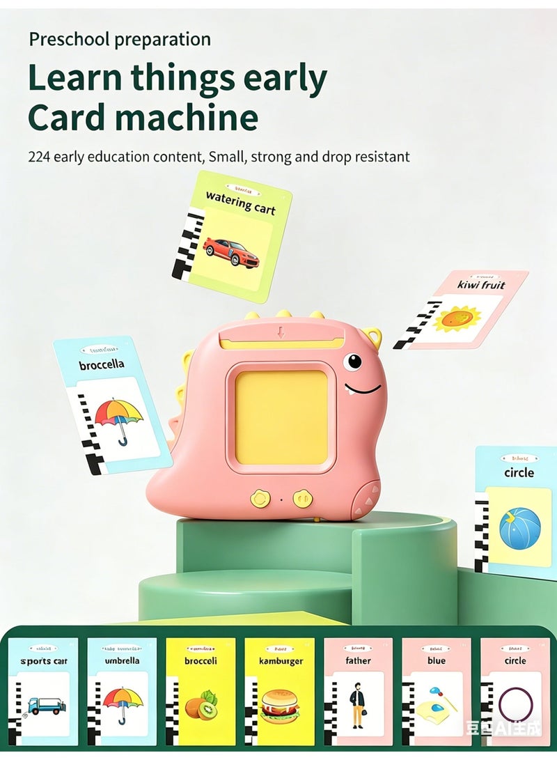 English-Arabic Bilingual Flash Cards Learning Machine, 112 Cards 224 Words, Talking Educational Toy for Toddlers Age 3+, Speech Therapy, Word Games & Early Education, Pink - Image 1