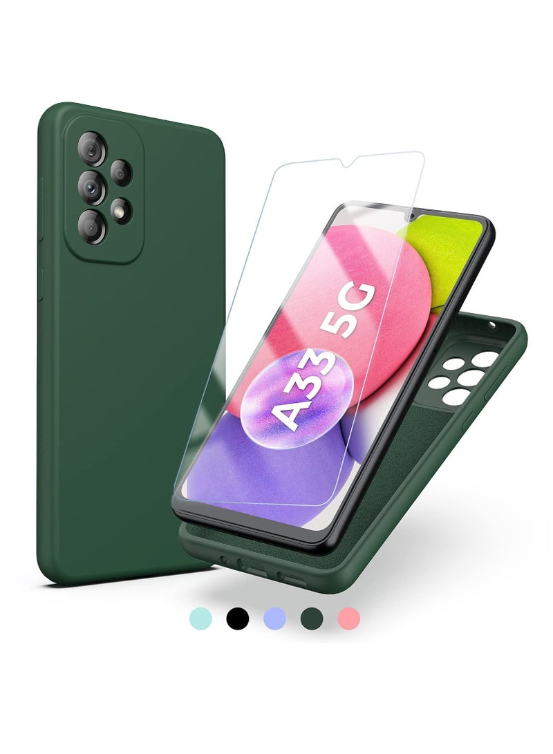 BORTONY Galaxy A33 5G Case with Screen Protector & Liquid Silicone - Ultra Military Bumper Full-Body Durable Protection Cell Phone Cover for Samsung A33 5G 6.4 inch - Image 1