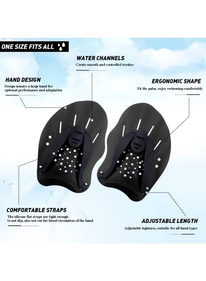 Swimming Paddles for Hands, Swimming Training Hand Paddles with Adjustable Straps, Swim Paddles for Adult Children Unisex Professional Swimming Accessories - 1 Pair - Image 4
