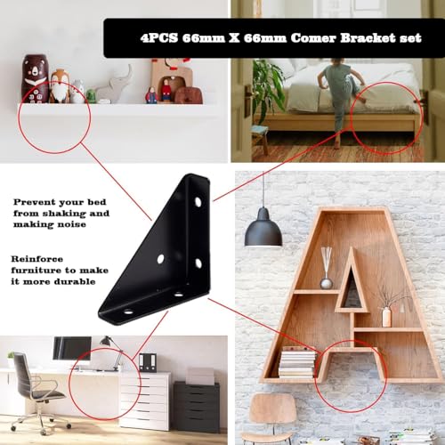 Serplex® Heavy Duty Steel Triangle L Shape Right-Angle Furniture Corner Brackets, Hidden Low-Profile Shelf Supporter, Bed Table Cabinet Frame Reinforcement Brace, DIY Home Triangular Bracket Fastener - Image 4