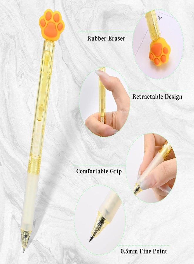 Temiary 4 Pcs Cute Retractable Erasable Gel Ink Pens & 10 Refills, Quick Dry Blue Ink Pen with Eraser, 0.5 mm Fine Point Smooth Writing for Journaling Note Taking (Cat Paw) - Image 3