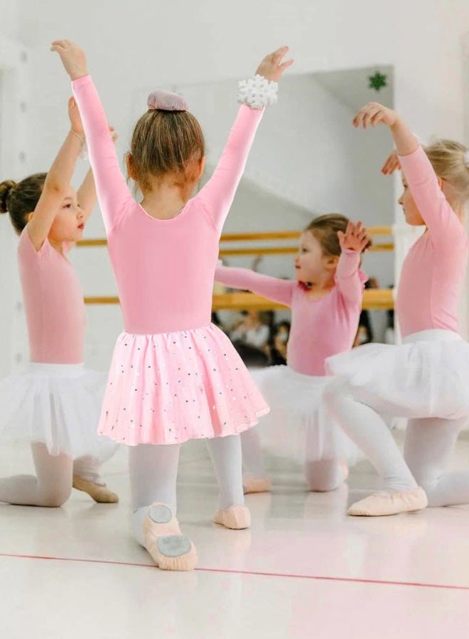 DANSHOW Girls Glitter Leotards for Ballet Dance Dress with Tutu Skirt Petal Sleeve, Skirted-long-red, 4-6 Years - Image 4