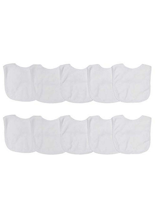 Neat Solutions 2Ply Knit Terry Solid Color Feeder Bibs In White 10 Count(Pack Of 1)  - Image 1