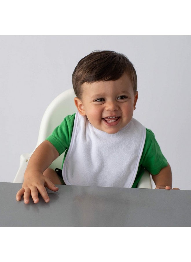 Neat Solutions 2Ply Knit Terry Solid Color Feeder Bibs In White 10 Count(Pack Of 1)  - Image 3