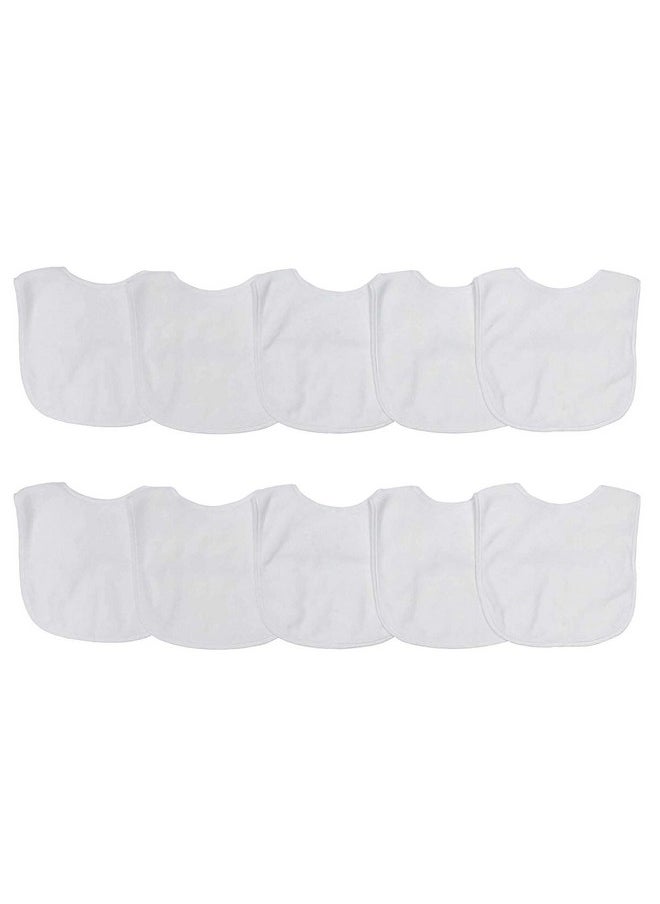Neat Solutions 2Ply Knit Terry Solid Color Feeder Bibs In White 10 Count(Pack Of 1)  - Image 2