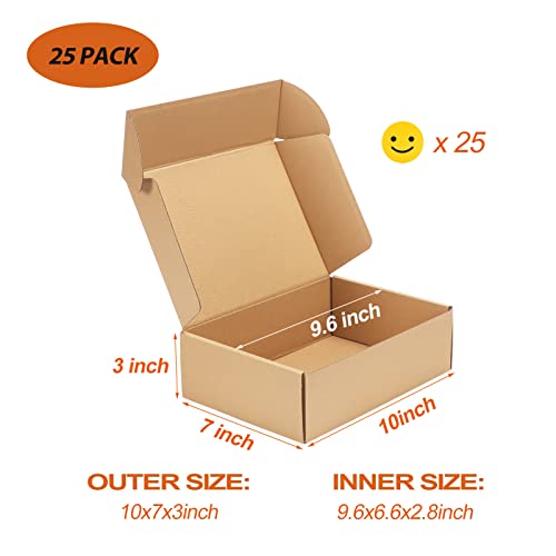 PHAREGE 10x7x3 inch Shipping Boxes Bulk 25 Pack Brown, Tab Lock Tuck Top Mailer Boxes for Packaging Small Business, Medium Cardboard Gift Boxes for Wrapping Mailing Present - Image 2