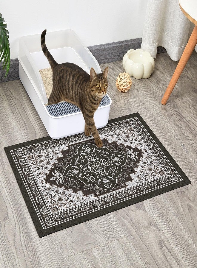 Glittme Cat Litter Mat with Non-slip Bottom Litter Box Mat Waterproof Litter Trapping Mat Easy to Clean Washable Cat Food Mat for Kitty,S - Image 2