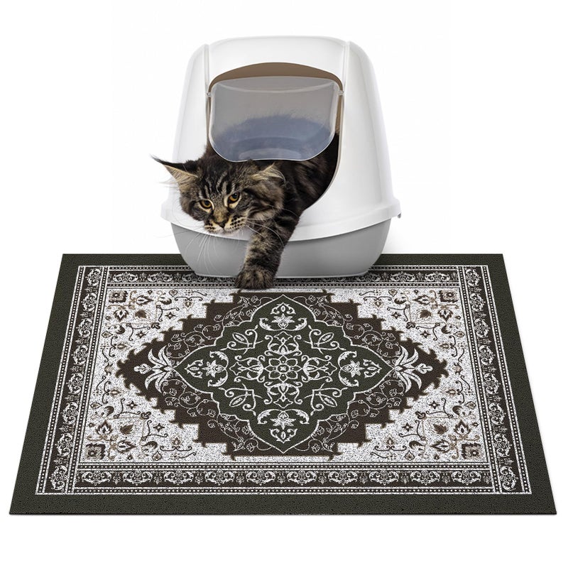 Glittme Cat Litter Mat with Non-slip Bottom Litter Box Mat Waterproof Litter Trapping Mat Easy to Clean Washable Cat Food Mat for Kitty,S - Image 1