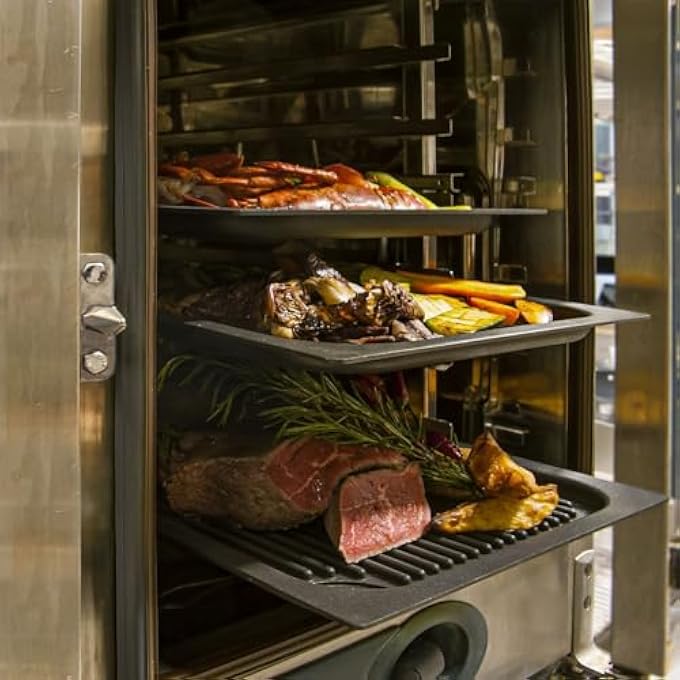 BS Gastronorm Grill Pan Set  Includes 53X32Cm TPlatinum  355X325Cm Profile  Cast Aluminum Flat NonStick Pans With Handles  For Bbq Gas  Stove  Easy Clean HeavyDuty Large 53X32 Cm - Image 4