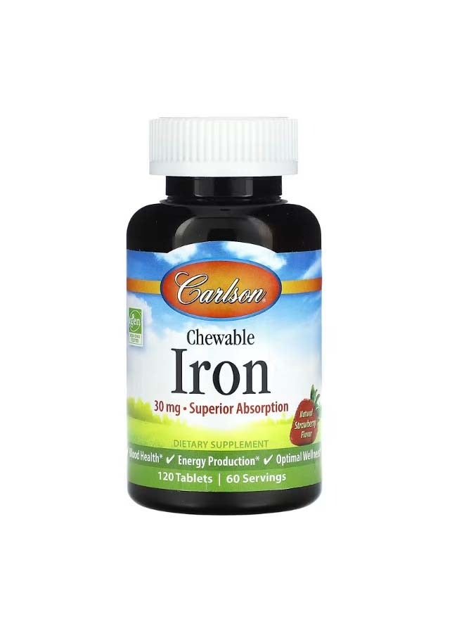 Carlson Chewable Iron Natural Strawberry 15 mg 120 Tablets - Image 1