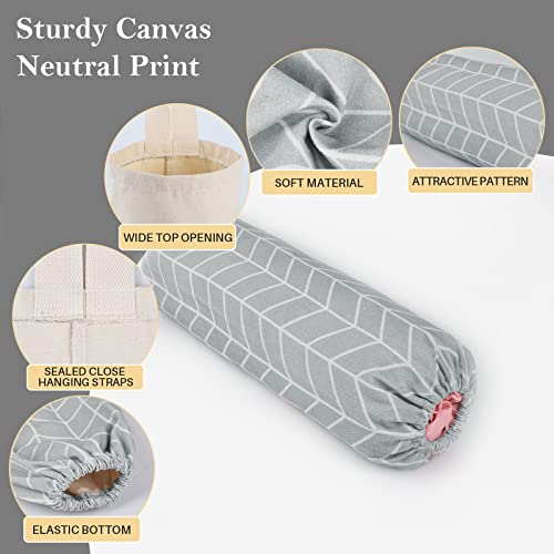 LeCorner Plastic Bag Holder, Canvas Grocery Bag Holder Dispenser, Wall Mount Shopping Trash Bag Storage Organizer for Home Kitchen - Image 3