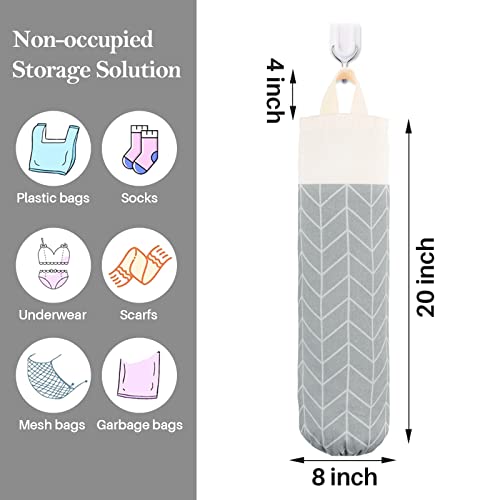 LeCorner Plastic Bag Holder, Canvas Grocery Bag Holder Dispenser, Wall Mount Shopping Trash Bag Storage Organizer for Home Kitchen - Image 2